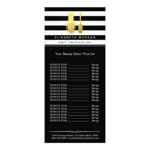 Nail Technician Polish Bottle Black White Stripes Rack Card
