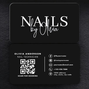 Nail Technician QR Code Modern Business Card