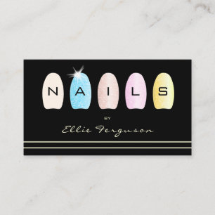 Nail Technician Salon Glitter Minimalist Gold Business Card