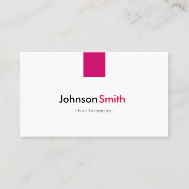 Nail Technician - Simple Rose Pink Business Card (Front)
