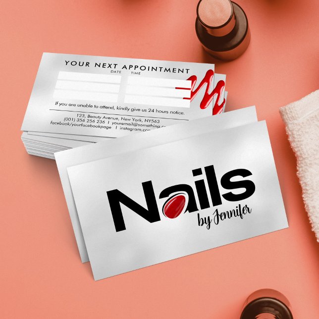 Nail Technician - Text Logo art with Appointment Business Card (Creator Uploaded)