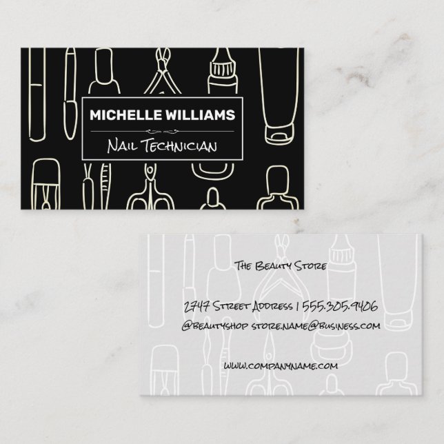 Nail Technician Tools Pattern Business Card (Front/Back)