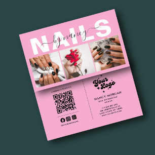 Nail Technician Typography Photo Qr Code Logo  Business Card