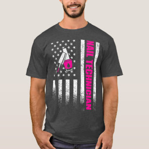 Nail Technician US Flag Pink Nail Tech Artist T-Shirt