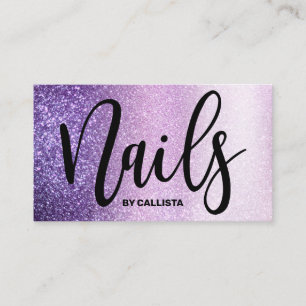 Nail Technician Violet Lilac Purple Triple Glitter Business Card