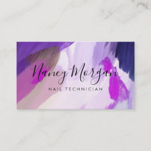 Nail Technician Watercolor Purple  Business Card