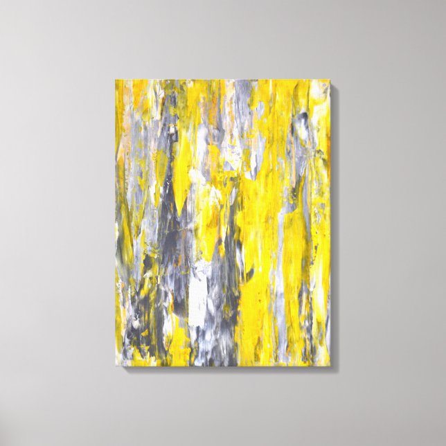 'Nailed It' Grey and Yellow Abstract Art Canvas Print (Front)