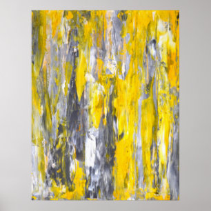 'Nailed It' Grey and Yellow Abstract Art Poster