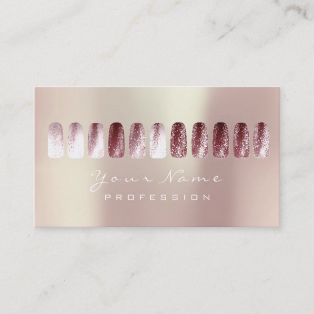 Nails Art Beauty Studio Glitter Red BeanPearly Business Card (Front)