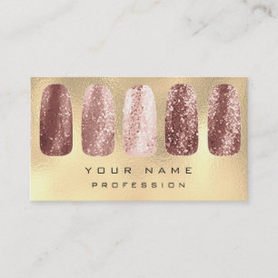 Nails Art Glitter Metal Glam Champagne Rose Gold Business Card
