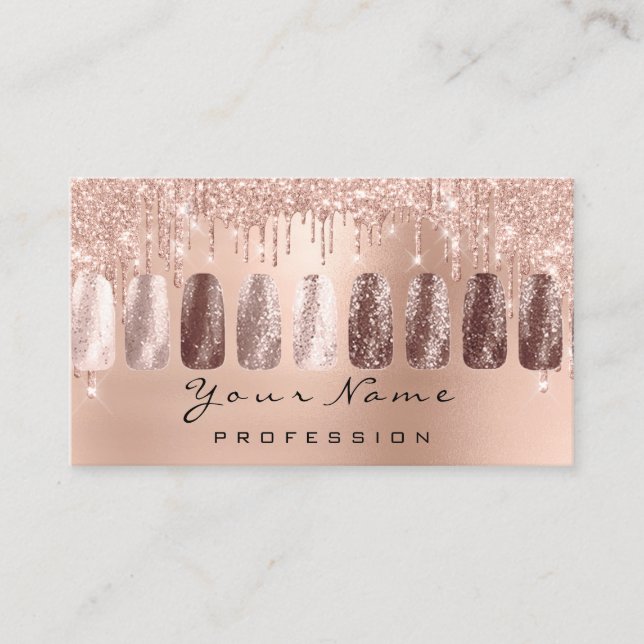 Nails Art Glitter Skinny Rose Manicure Makeup Business Card (Front)