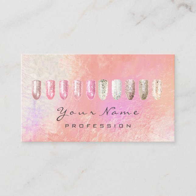 Nails Artist Beauty Glitter Pink Rose Sparkly Business Card (Front)
