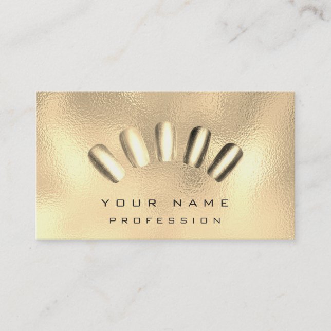 Nails Artist Manicure Glam Champagne Glass Metal Business Card (Front)