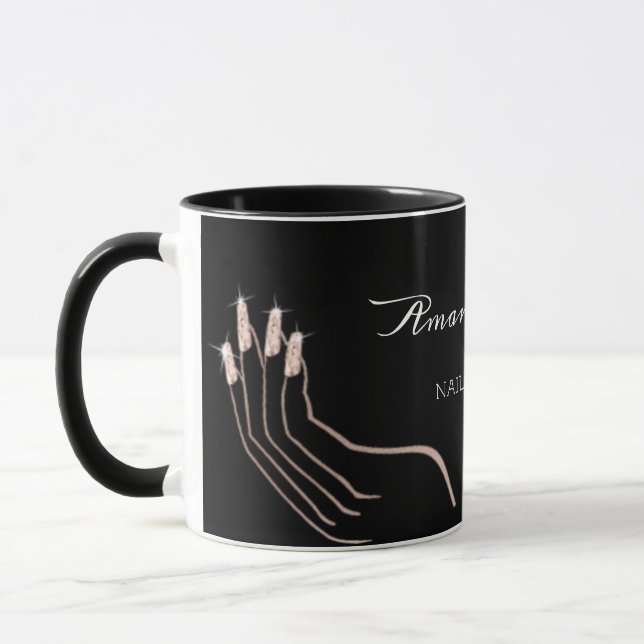 Nails Artist Manicure Pedicure Black White Spark Mug (Left)