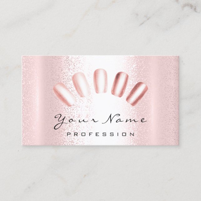 Nails Artist Modern Rose Manicure Pedicure Business Card (Front)