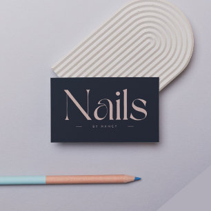 Nails Bold Typography blush pink  Business Card