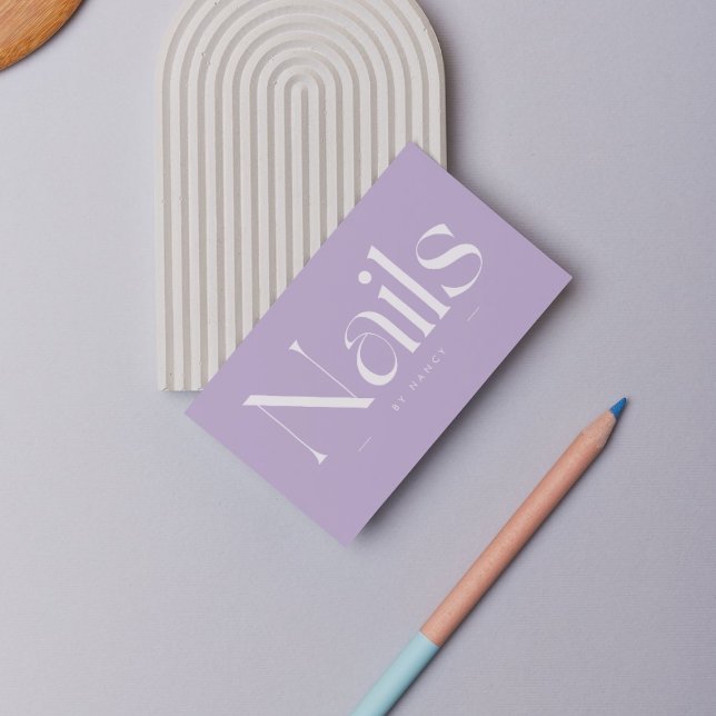 Nails Bold Typography Lilac Purple Business Card (Creator Uploaded)