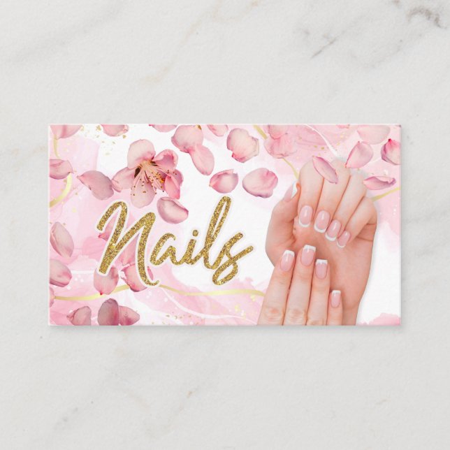 Nails Business Cards Manicure Minimalist Pink  (Front)