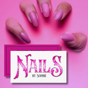 Nails by Typography Hot Pink Business Card