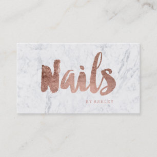 Nails chic modern rose gold typography marble business card