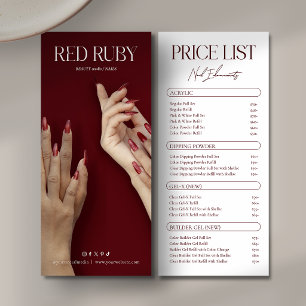 Nails Cosmetic Salon Service Price List Rack Card