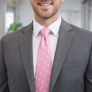 Nails Cross Pink and White Tie