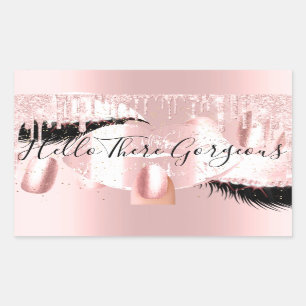 Nails Eyelashes Makeup Pink Drips Hello Gorgeous Sticker