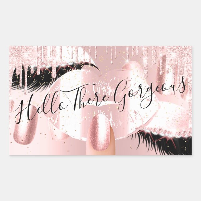 Nails Eyelashes Makeup Pink Drips Pink Gorgeous Sticker (Front)