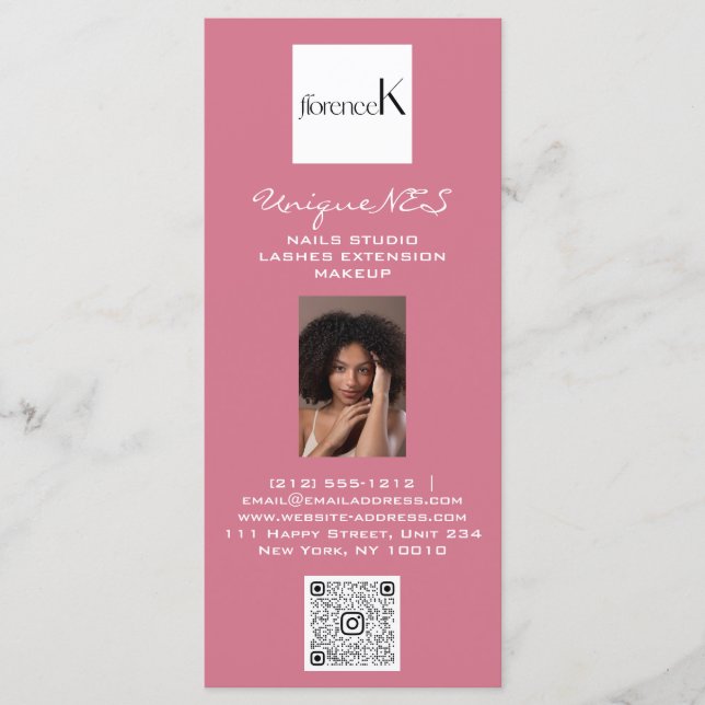 Nails Lashes Foto LogoQR Wax Makeup Price Services Menu (Front)