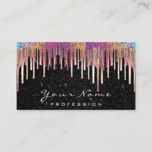 Nails Makeup Artist Holograph Rose Black Business Card