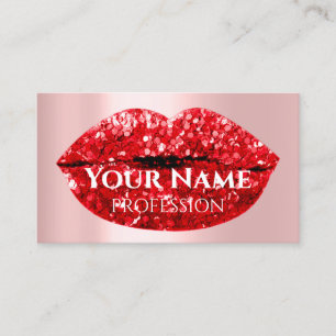 Nails Makeup Artist Rose Drips Kiss Lips Red VIP Business Card