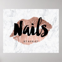 Nails modern lips rose gold typography marble