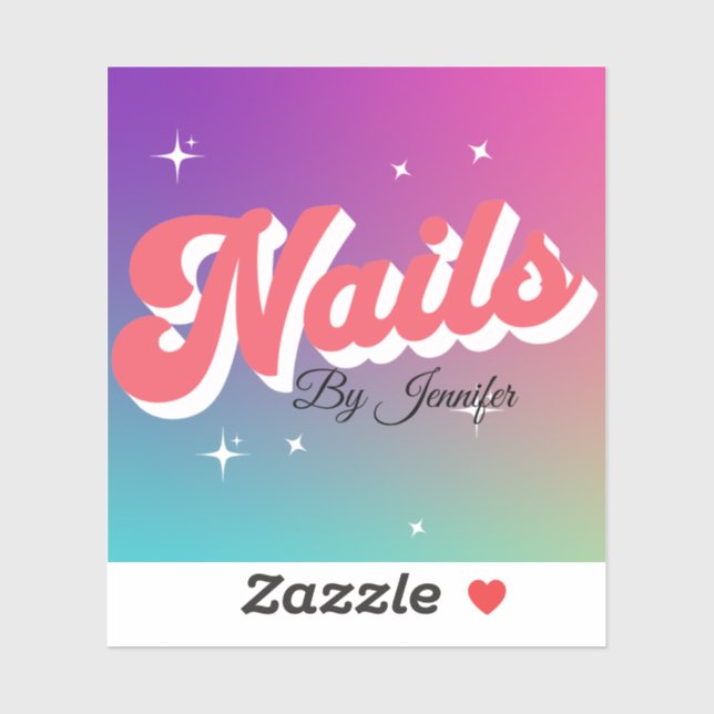Nails Multicolor Logo Customize Name  (Sheet)