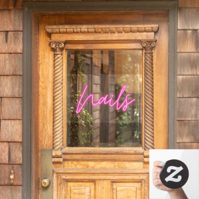 Nails neon sign style cling (Home Door)