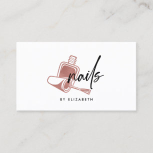 Nails Rose Gold & Black Business Card