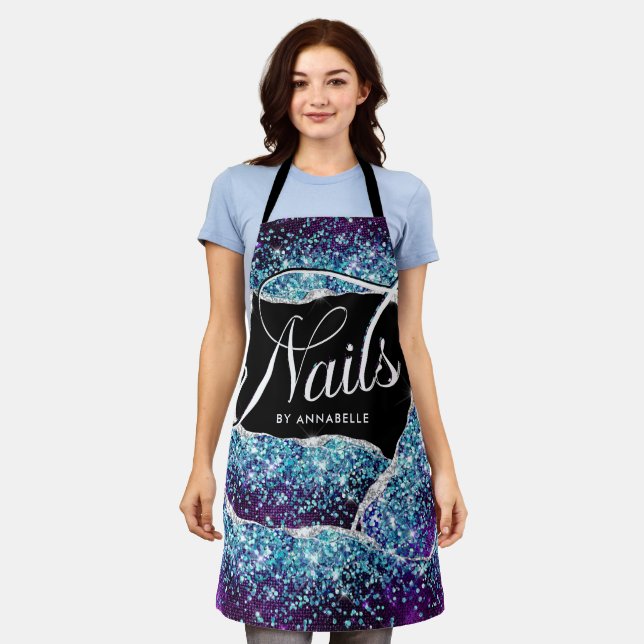 Nails Sparkly Typography  Apron (Worn)