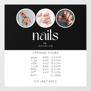 Nails Studio 3 Photo Opening Hours Black White Window Cling