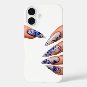 Nails style blue iPhone 16 case