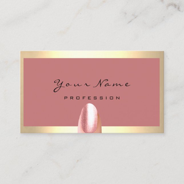 Nails Stylist Manicure  Rose Framed Blush Business Card (Front)