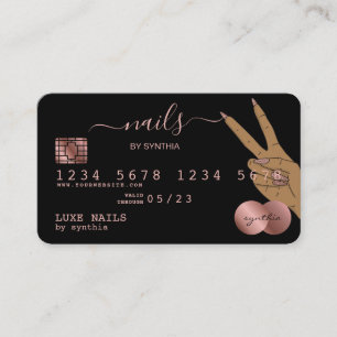 Nails Technician Credit Card Styled Rose Gold Drip