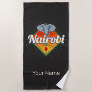 Nairobi Capital Kenya Elephant Vintage Africa Beach Towel