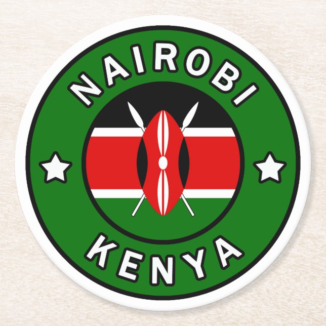 Nairobi Kenya Round Paper Coaster (Front)