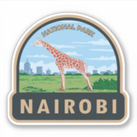 Nairobi National Park Giraffe Travel Art Vintage