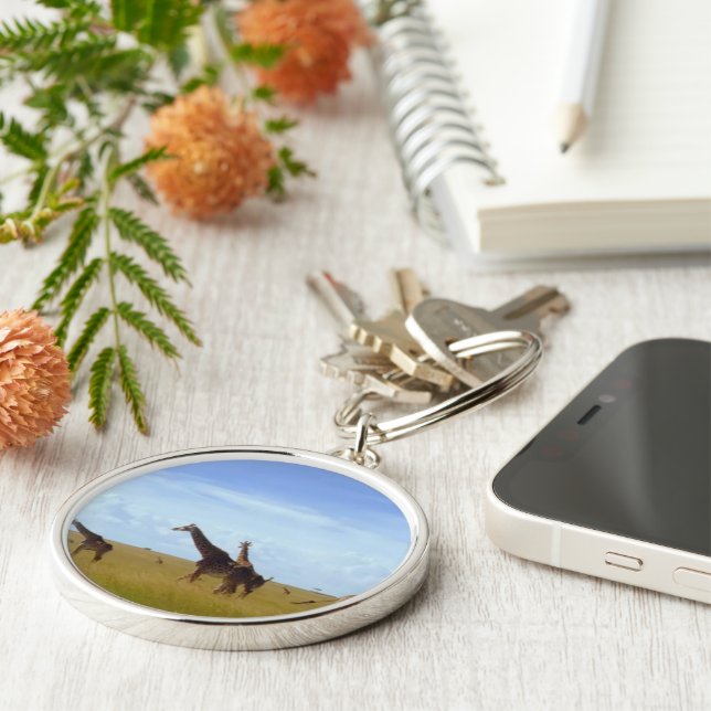 Nairobi National Park Giraffes Keychain (Side)