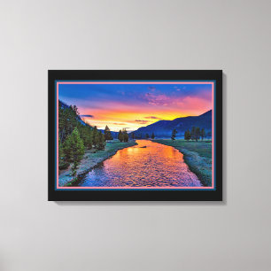 Naissance du soleil sur la toile de paysage fluvia