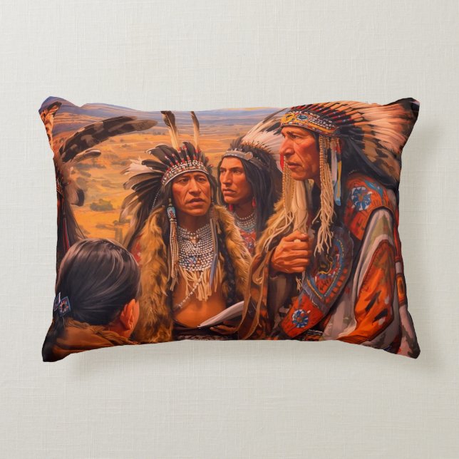 Naive American Scene on a Beautiful Accent Pillow (Front)