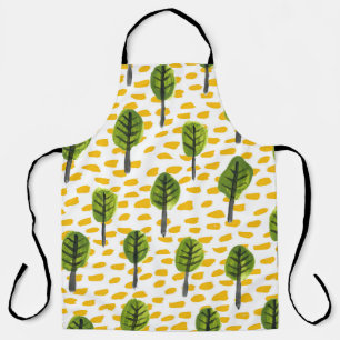 Naive Green Black Tree Pattern Apron