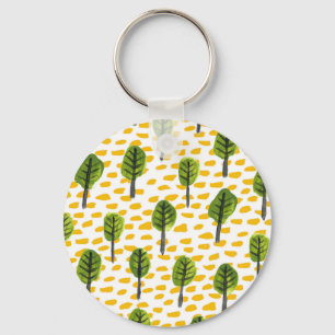 Naive Green Black Tree Pattern Keychain