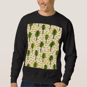 Naive Green Black Tree Pattern Sweatshirt