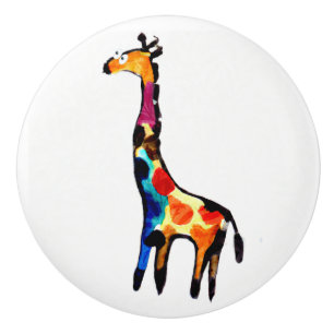 Naive painting of giraffe. Kids bedroom Ceramic Knob